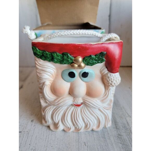 Ceramic paper bag Santa Claus face Mini xmas figure - Picture 1 of 7